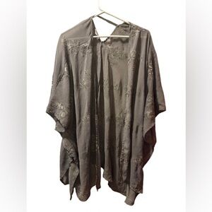 Maurices Sheer Floral Embroidered Kimono Cardigan S/M